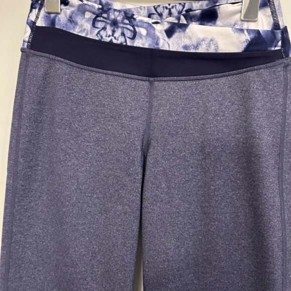 Lululemon Gray Yoga Pants with Floral Waistband - Picture 3 of 8